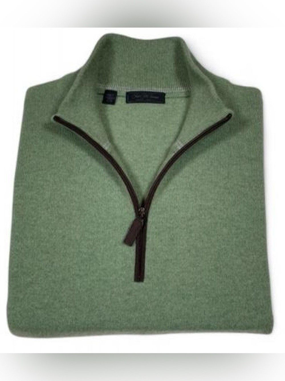 NWOT Saks Fifth Avenue Made In Italy Cashmere Quarter Zip Green Sweater XL Golf